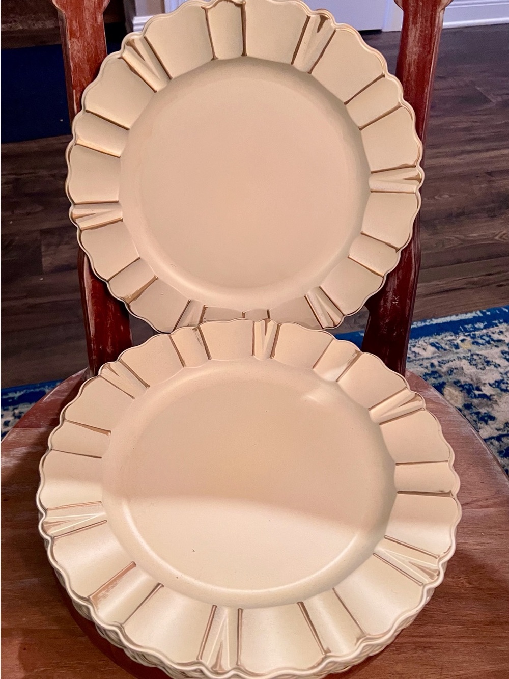 Pier 1 Cream Scalloped Edge Chargers - Set of 6